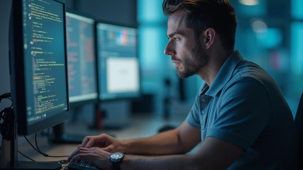 Специалист по информационной безопасности проводит анализ угроз на компьютере